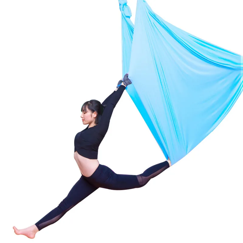 5 м эластичный гамак для йоги Свинг новейший многофункциональный антигравитационный пояса для йоги тренировки йоги для спорта с аксессуарами - Цвет: Небесно-голубой