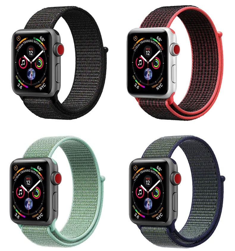 Нейлоновый ремешок для Apple Watch band 42 мм 38 мм iWatch 4 группы 44 мм 40 мм Браслет спортивная петля ремешок для часов correa ремень дышащий