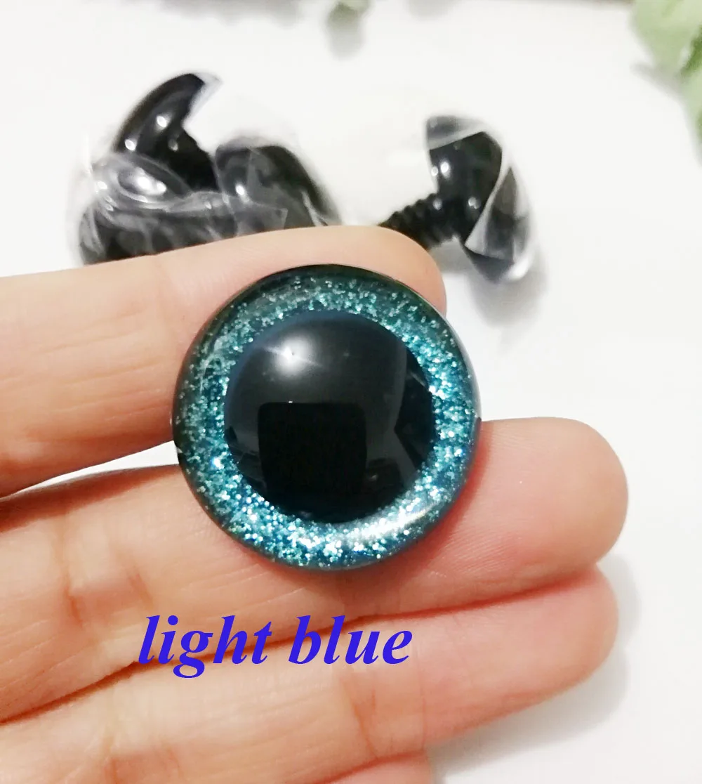 10pcs--N16--26mm/28mm/30mm/40mm/50mm big size round clear toy safety glitter eyes + glitter fabric + hard washers 11
