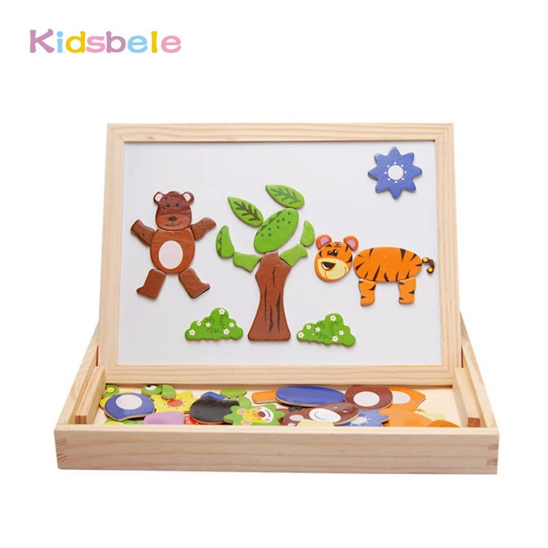 

Toys For Children Magnetic Puzzle Jigsaw Toys Animal Farm Drawing Easel Board Multifunctional Montessori Early Learning Kids Toy