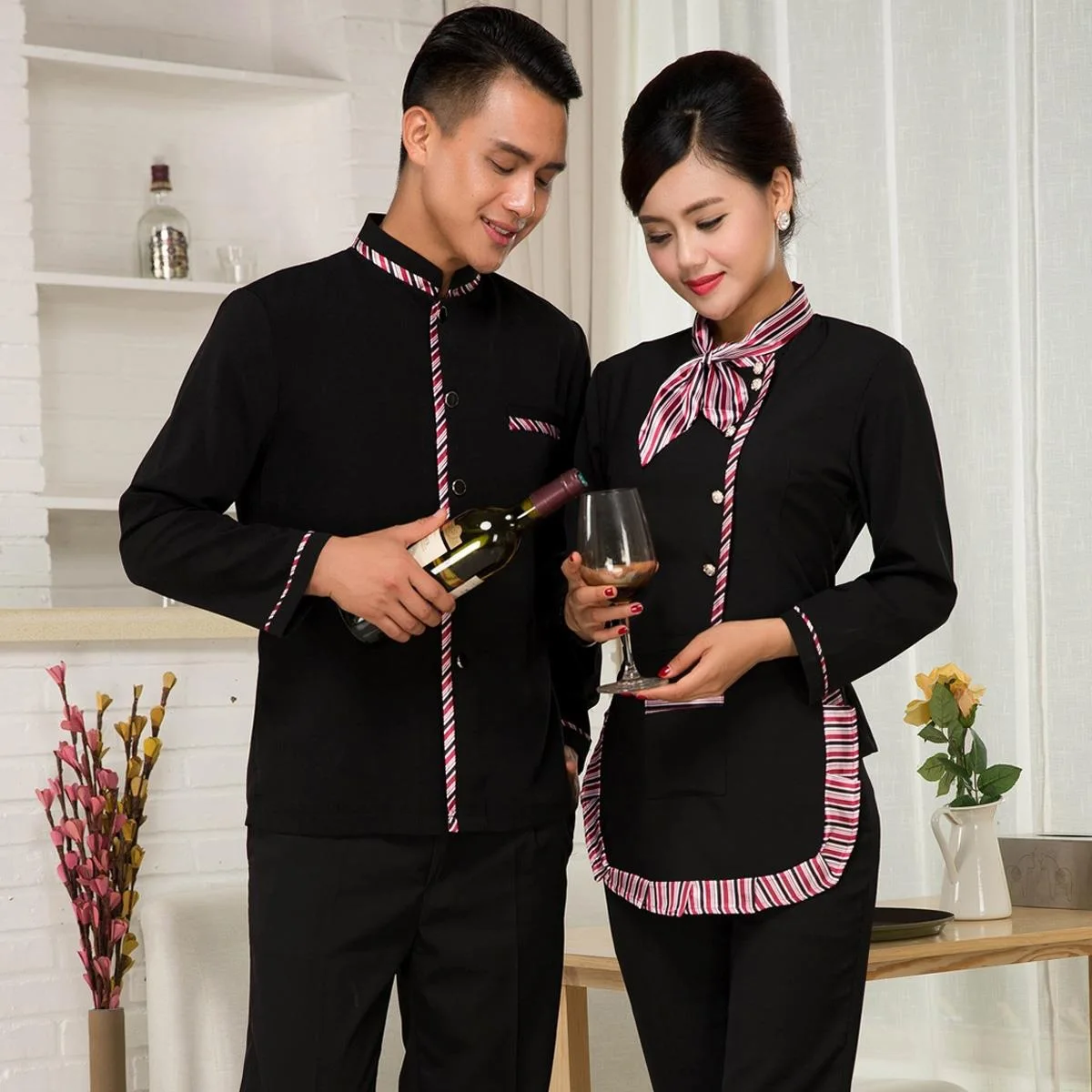 Hotel Waiter Uniform Autumn Winter Long Sleeve Waitress Uniform Clothing For Men font b Women b