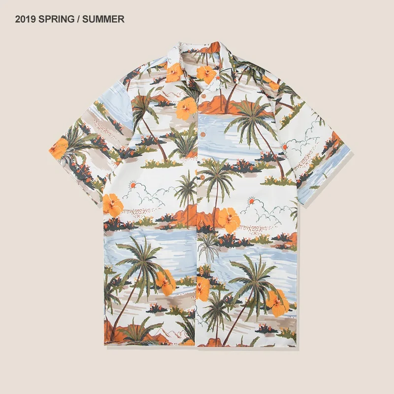 Новые мужские рубашки в стиле кэжуал Летняя мужская Цветочная гавайская рубашка с принтом пустыни свободная удобная мужская Праздничная пляжная одежда большого размера - Цвет: XN6001