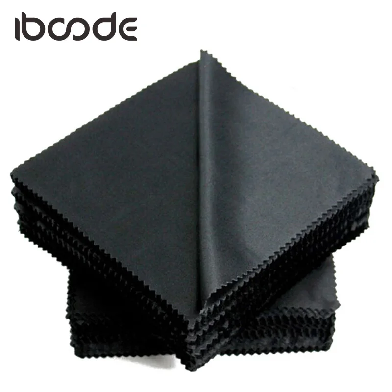

iboode 10pcs/lot Glasses Wiper Microfiber Eyeglasses Cloth Sunglasses Cleaning Wipes Cleaner Lens Clean Cloth Black 14*14cm