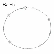 BAIHE Solid 14K белое золото 0.35ct сертифицированные H/SI натуральные Алмазы обручальные женские модные ювелирные изделия Уникальный браслет