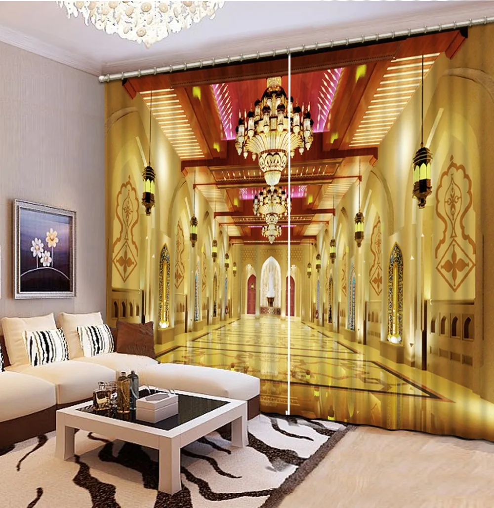 Photo 3D Curtains for Living Room Window GOLDEN curtains | Дом и сад