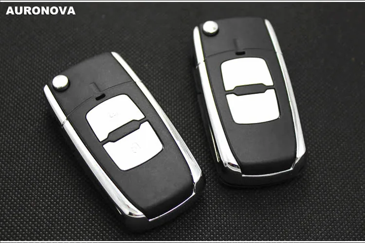 Auronva новое обновление складной ключ оболочки для hyundai Elantra 2 кнопки чехол для дистанционного ключа от машины Блестящий металлический боковой тип