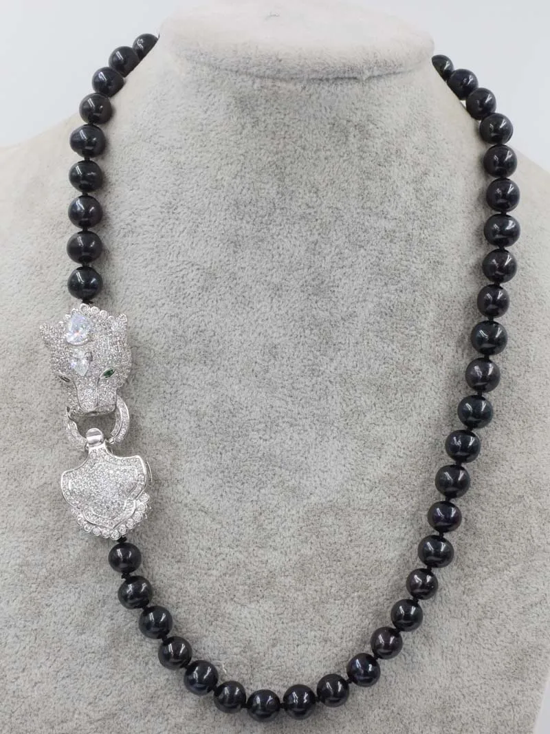 

freshwater pearl near round 9-10mm black necklace 18inch wholesale beads nature FPPJ woman
