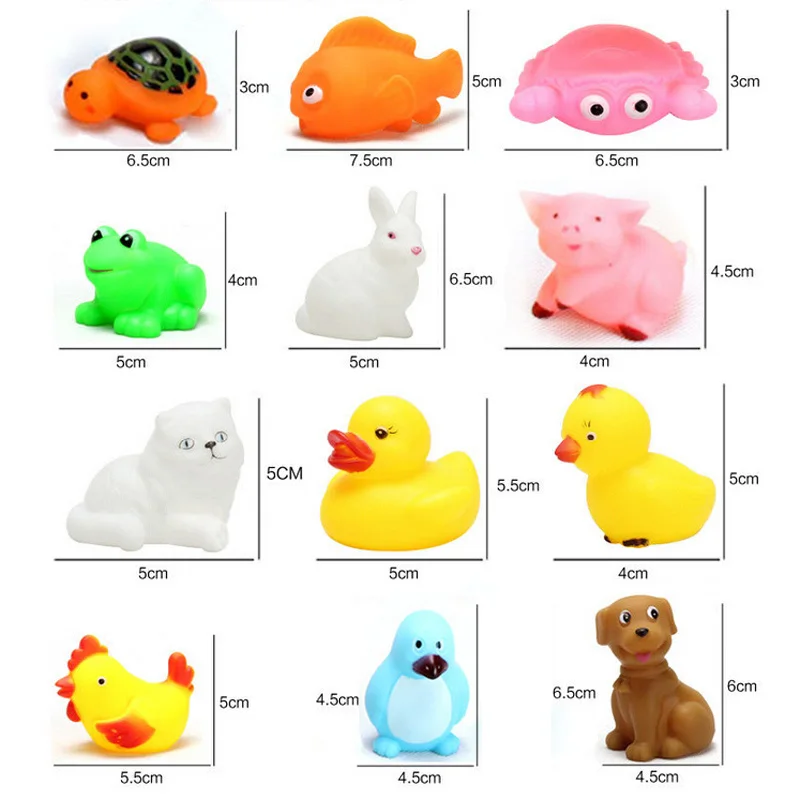 12 шт. резиновые животные со звуком игрушки Детская игрушка в ванную Ванна 998