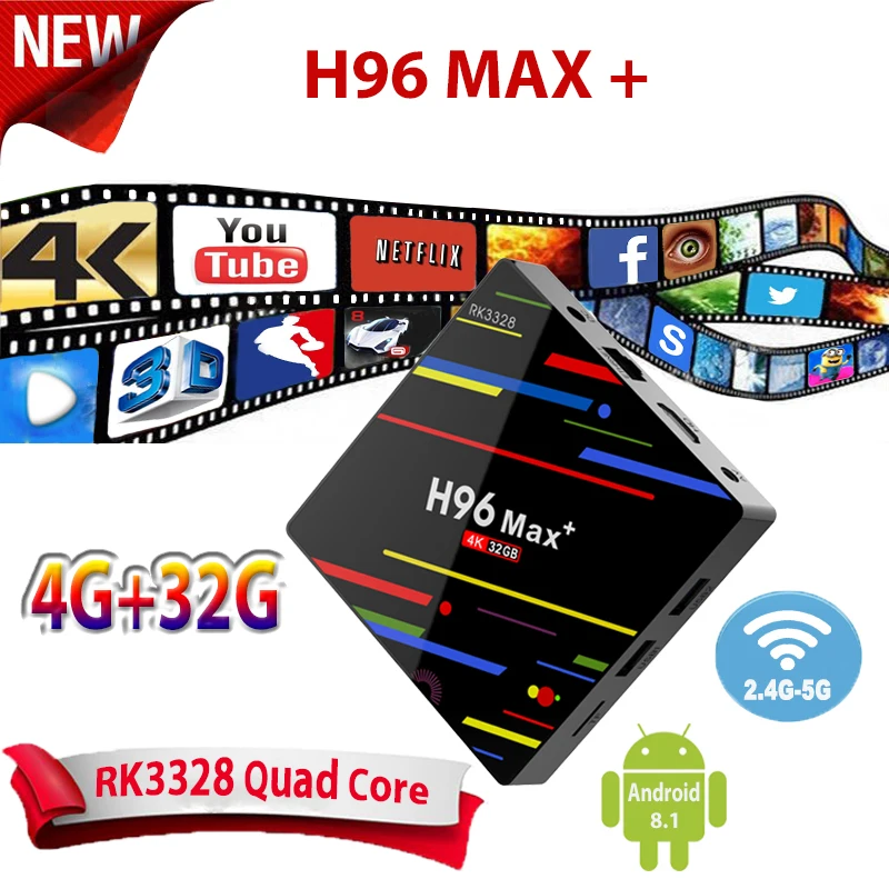 

H96 Max Plus Android 9.0 os Smart TV Box 4g 32g RK3328 2.4g/ 5g Dual Wifi 4K H.265 Media Player H96 max+ PK H96 Pro Smart TV Box