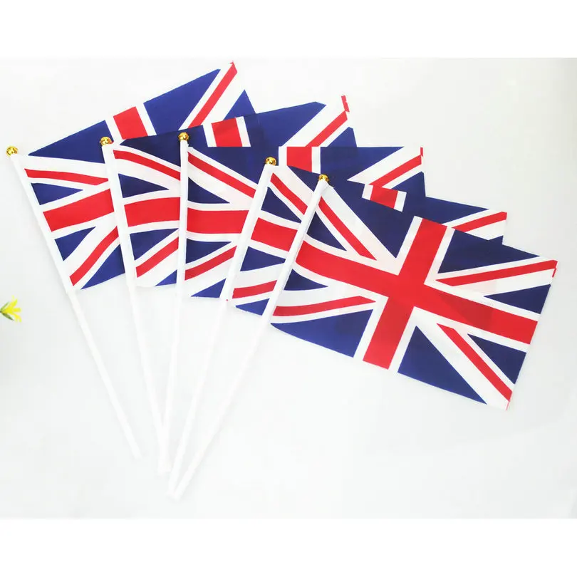 Англия 100 шт Флаг Великобритании британский развевающийся флаг 14*21 см полиэстер флаг procession удовлетворить вечерние украшения