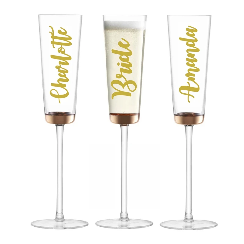 Personalized Flute Decals Champagne Glass Decor