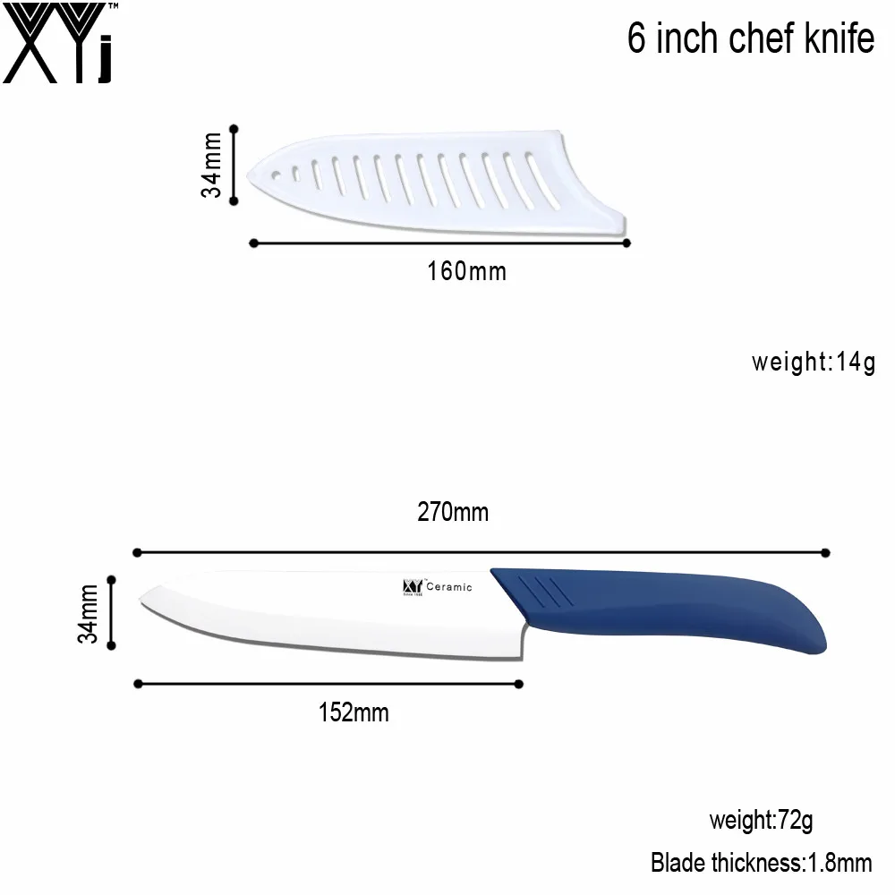 XYJ абсолютно 6 дюймов нож шеф-повара керамическое лезвие кухонный нож практичные аксессуары для приготовления пищи ABS+ TPR темно-синий керамический нож с ручкой