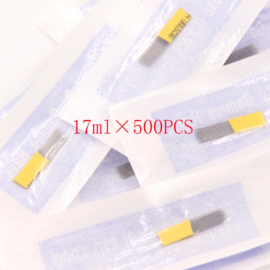 

500pcs professional disposable microblade caneta manual tatoo 17M1 fog eyebrow needles for fog eyebrow makeup free shipping