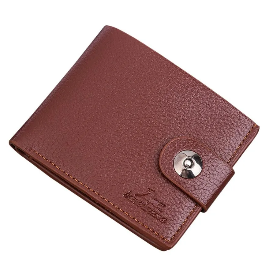 

Men Wallets PU Leather Solid Color Vintage Hasp Lichee Pattern Multi Card Position Wallet Gift ID Credit Card Holder #YL
