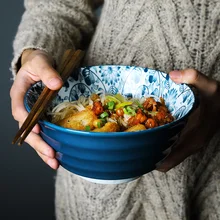 7 дюймов Японская чаша Ramen керамическая чаша для лапши дизайн лотоса Орхидея большая чаша креативный Ресторан Бытовая Ретро миска для супа