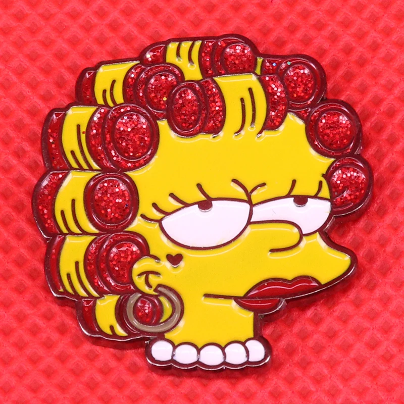 

Sassy Lisa enamel pin cute cartoon Simpsons brooch diamonds badge pop culture pins funny anime gift women shirts backpack access