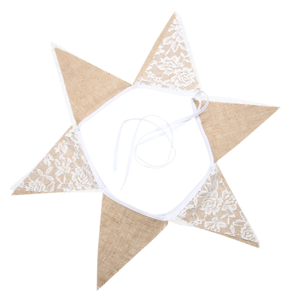 

12 Flags 3.2m Lace Fabric Banners Personality Wedding Bunting Decor Vintage Party Birthday Baby Show Garland Decoration