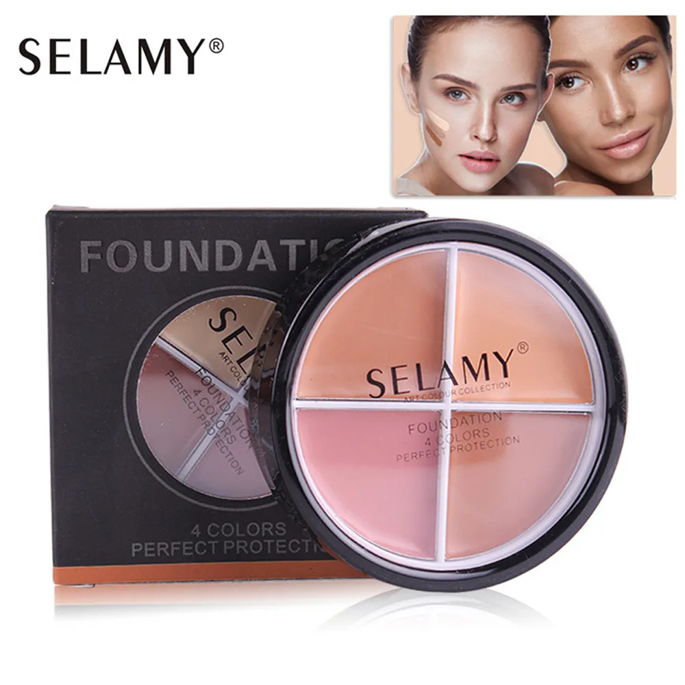 

4 Colors Natural Professional Concealer Palettes Pressed Face Make up Concealer Cream Makeup Foundation #20.15