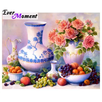 

Ever Moment Diamond Painting Handmade Full Square Drill Flower Vase Fruit 5D DIY Rhinestone Hobby Art Diamond Embroidery 3F1442