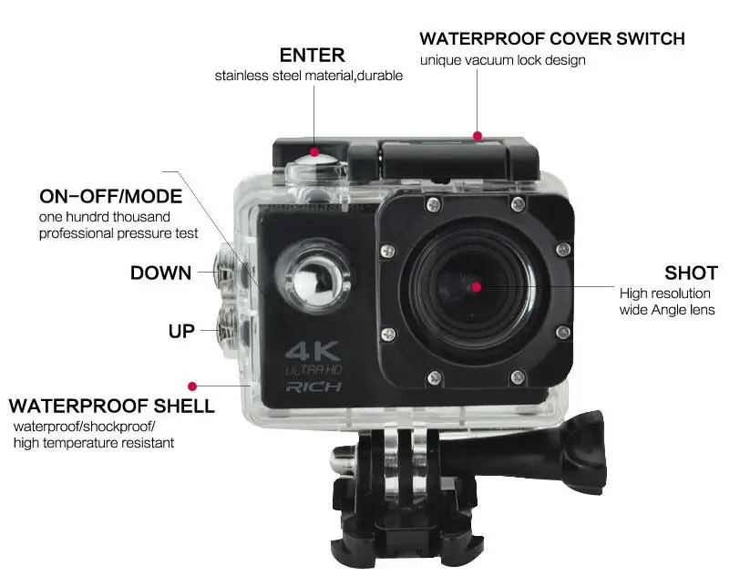 Богатый экшн камеры WI FI HD 1080 P 2 0 ЖК дисплей 170D объектив go шлем Открытый Cam
