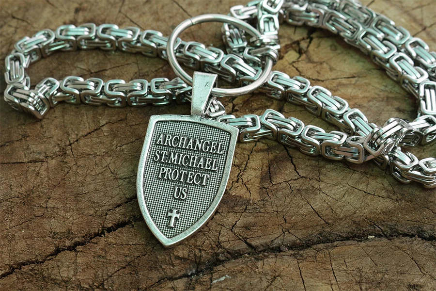 Мужское ожерелье Archangel St.Michael Protect Me Saint Shield подвеска с цепочкой из нержавеющей