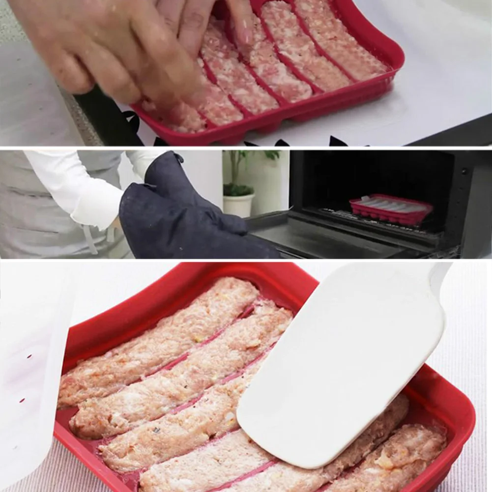Silicone Sausage Mold DIY Hot Dog Mold Handmade Sausage Rack Sausage Box Kitchen Hamburger Press Patty
