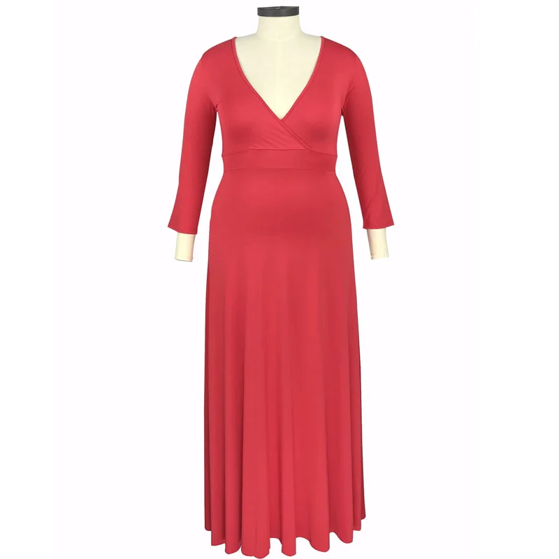 Большой размер длинная туника офисное платье осень винтажное три четверти сексуальное размера плюс женская одежда Подиум синий vestido de festa - Цвет: Red