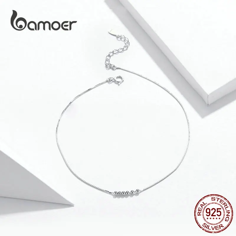Silver Small Beads Anklets Women Beaded Summer Sterling Silver 925 Foot Jewelry Fashion Style Leg Bracelet SCT007 anklet bracelets silver anklets ankle chain