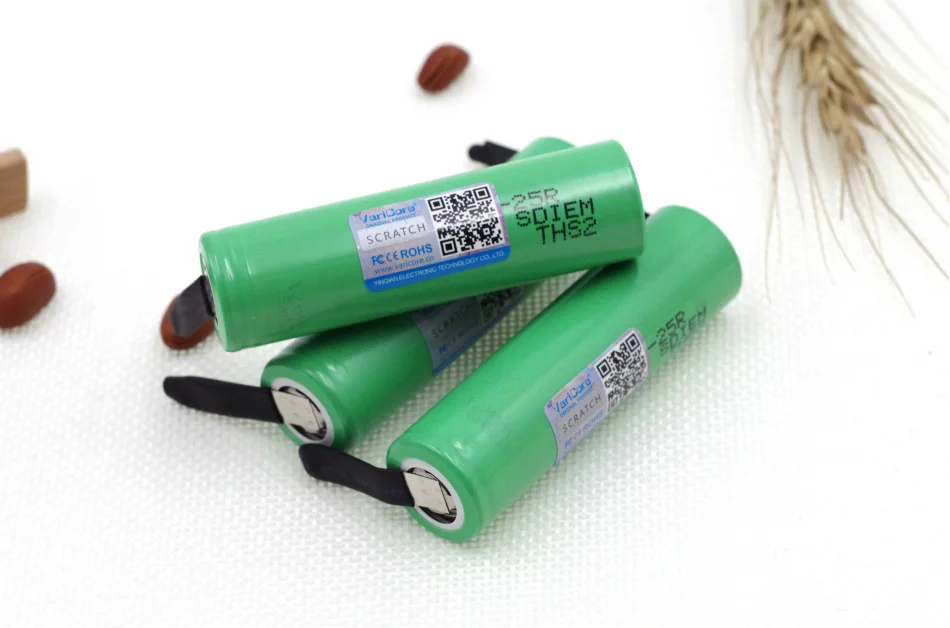 varicore 18650 2500mAh аккумулятор INR1865025R 3,6 V разрядка 20A выделенный аккумулятор+ DIY никель