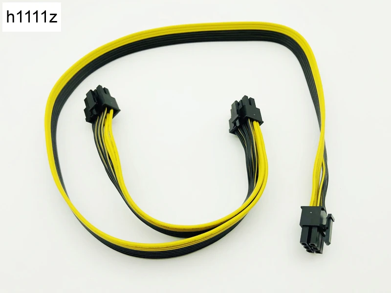 

PCI-E PCI Express 6Pin Male to Dual 8Pin 2Port Male Adapter GPU Graphic Card PCIe Power Cable 18AWG 60cm+20cm Wire for BTC Miner