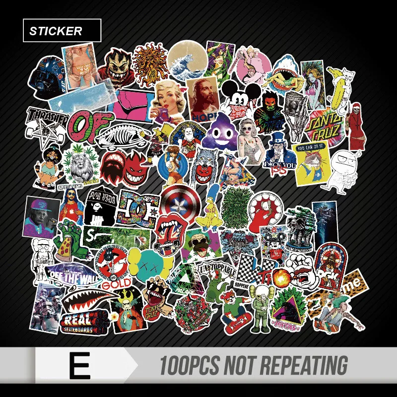 100pcs Mixed Cartoon Toy Stickers for Car Styling Bike Motorcycle Phone Laptop Travel Luggage Cool Funny Sticker Bomb JDM Decals