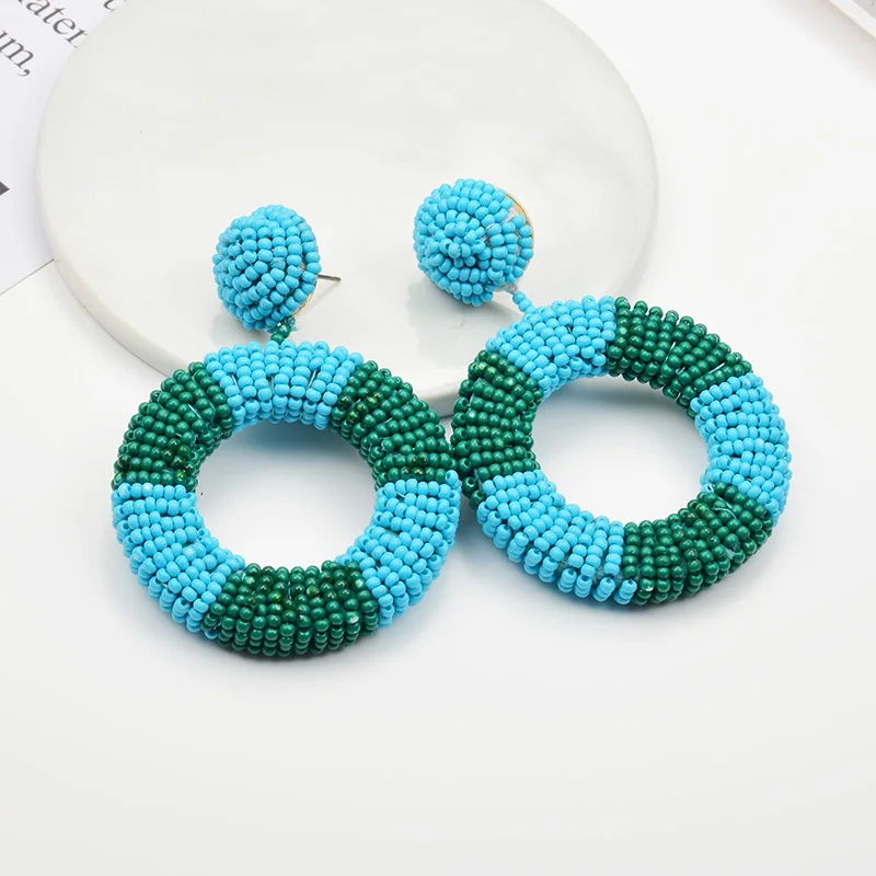 

Handmade Earrings 2019 New Arrive Round Beads Drop Earrings Hanging Dangle Pendientes Jewelry For Women Girls Party Club Gift