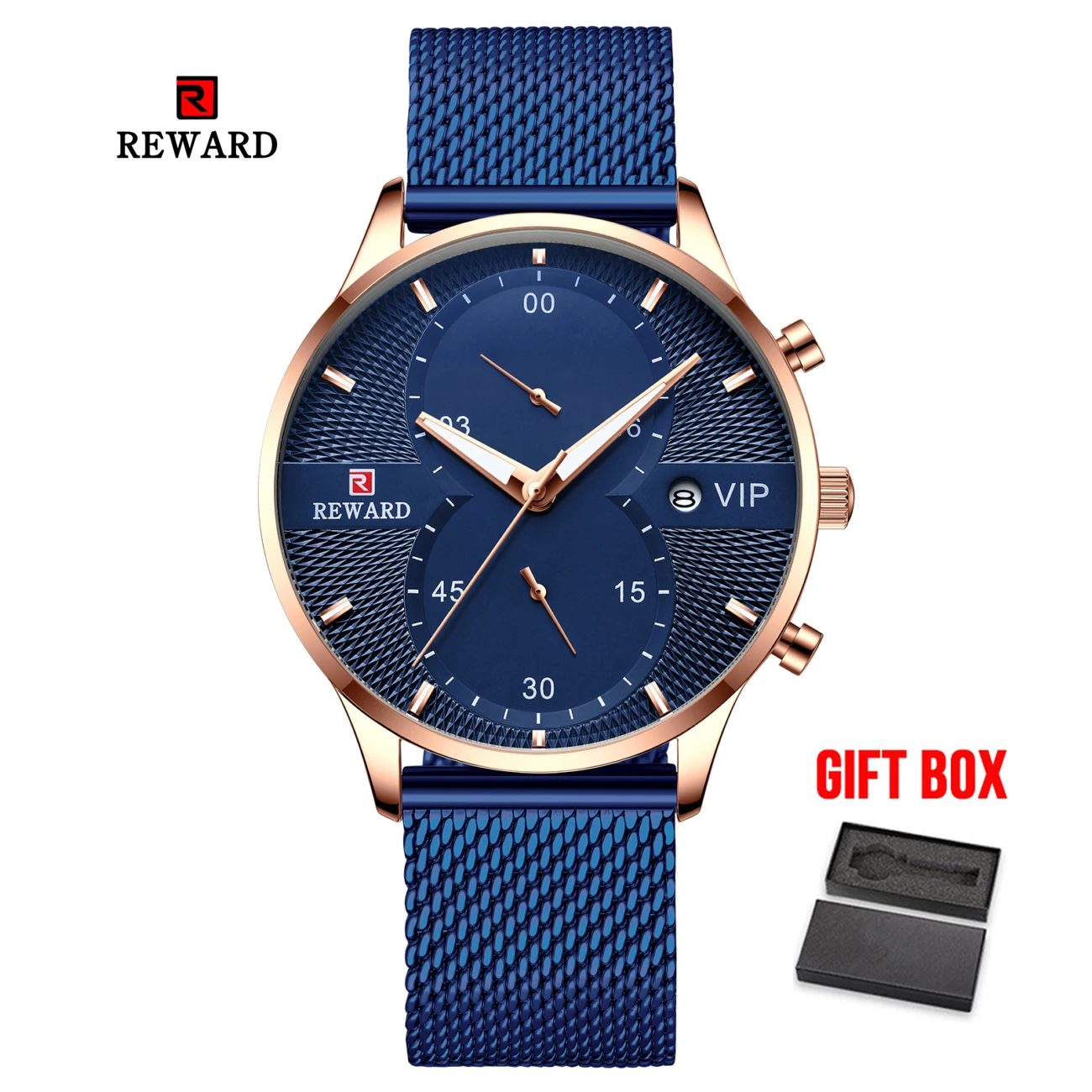 Наградные Функциональные мужские часы лучший бренд класса люкс золотые кварцевые часы спортивные мужские наручные часы Мужские часы Relogio Masculino Dourado - Цвет: blue w box