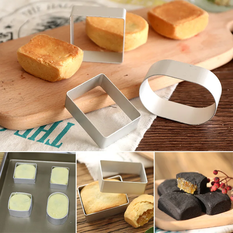 

5PC Round Oval Square Rectangle Hexagon Shape Fondant Cookie Cutter Mousse Cake Ring Cake Gum Paste Mould DIY Cutter Mold
