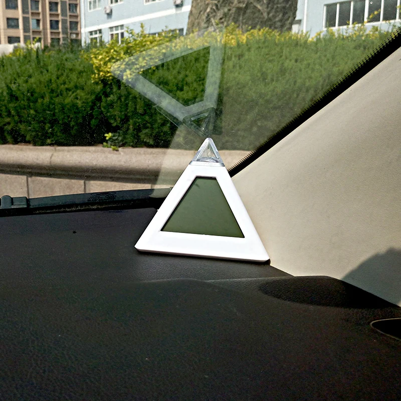 

Car Watch Clock LED Lights 7 Colors Allochroic Pyramid Auto Ornament Thermometer Change Automotive Internal Dashboard Display