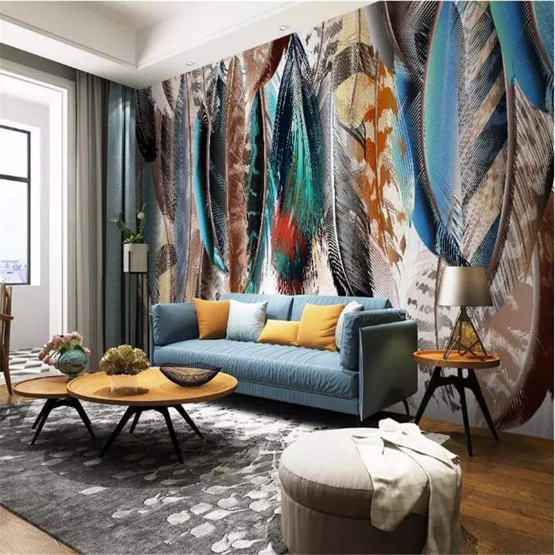 Hand-painted colored feathers background wall professional production mural factory wholesale wallpaper mural poster photo wall Hand-painted colored feathers background wall professional production mural factory wholesale wallpaper mural poster photo wall