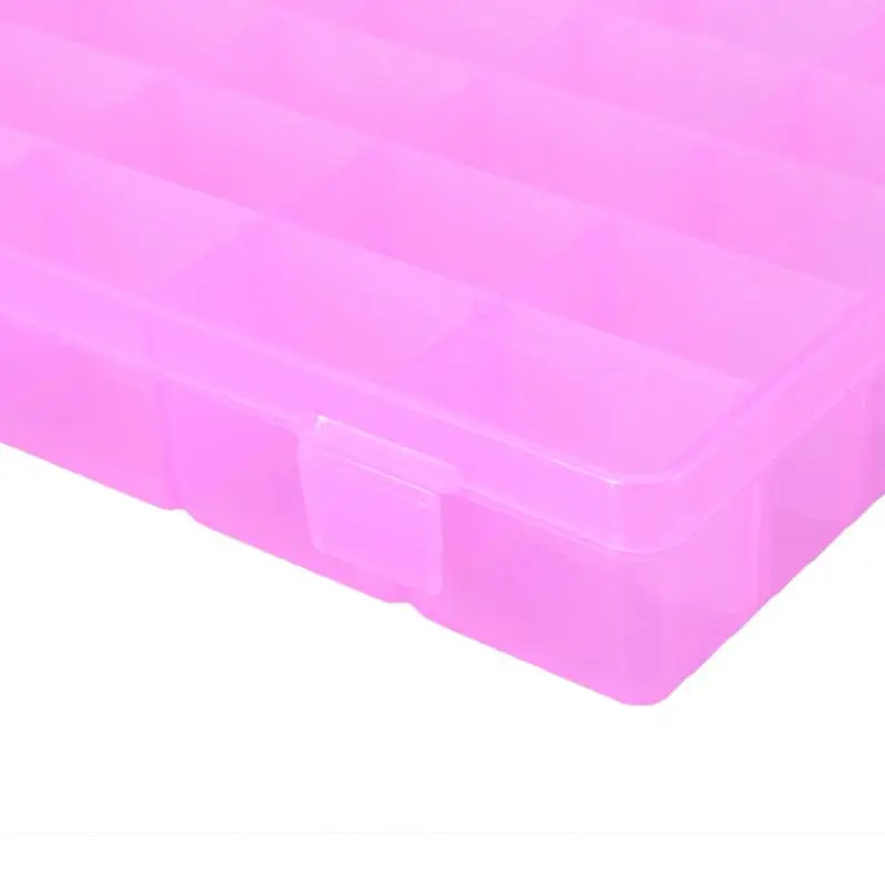 36 сеток пластиковая коробка для хранения ювелирных изделий Органайзер со съемными перегородками алмазная живопись вышивка крестиком коробки для хранения аксессуары для ногтей чехол - Цвет: Розовый