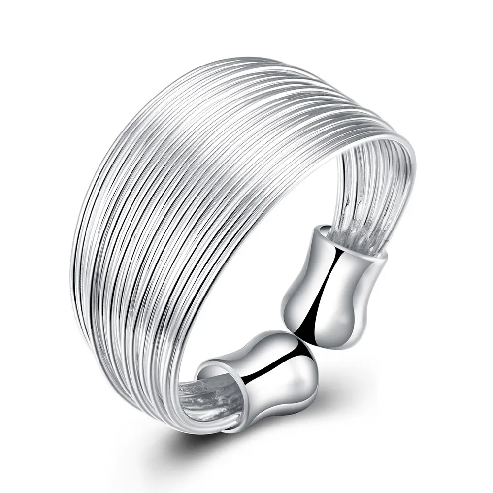 

Free Shipping Wholesale Silver-plated Ring,Silver Fashion Jewelry,Multi Lines Openning Jewelry Women&Men Gift Finger Rings
