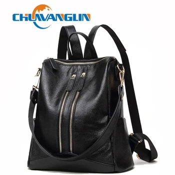 

Chuwanglin Casual Genuine Leather backpack women fashion school bags Simple travel bag mochila feminina Daily backpack CY30