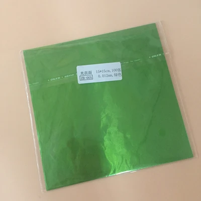 15 см гладкая проверка олова фольга оберточная бумага мифологический пакет инструменты для приготовления помадки формы для шоколада украшения конфет - Цвет: Зеленый