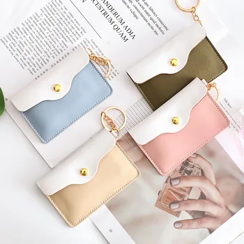 

Key Wallet PU Leather Credit Card Holder Business Mini Short Small Cute Women's Student Coin Purse Pocket Keychains Money Bag