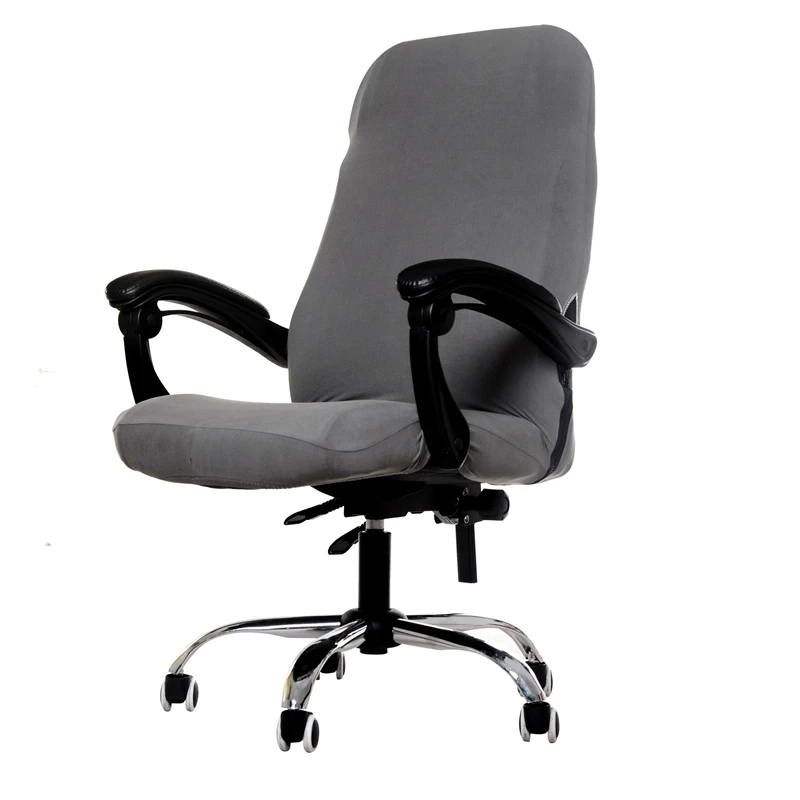 Чехол для компьютерного стула, спандекс, для учебы, офиса, Чехол для стула, эластичный, серый, черный, темно-синий, красный, чехол для кресла, чехол для сиденья, 1 шт - Цвет: Grey