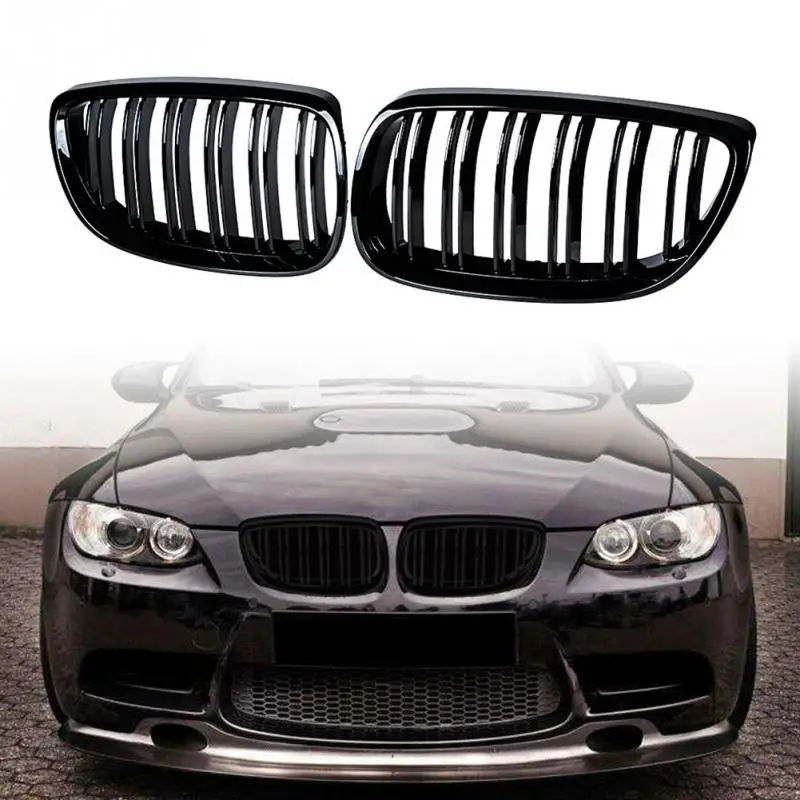 

2018 High Quality 2Pcs/set Matte Black Sport Kidney Twin Line Grills For BMW 3 Series E92 E93 2006-2009
