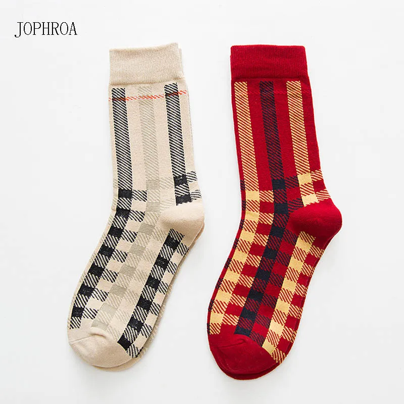 

Hot 2019 Autumn and winter new adult socks Mu Cong cotton products ladies straight plaid cotton cotton socks