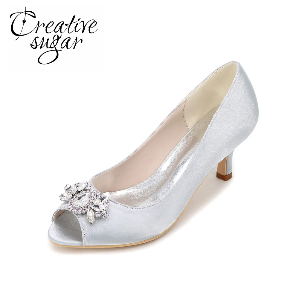 Женская атласная обувь с открытым носком и бриллиантами|wedding shoes|open toewedding party shoes |