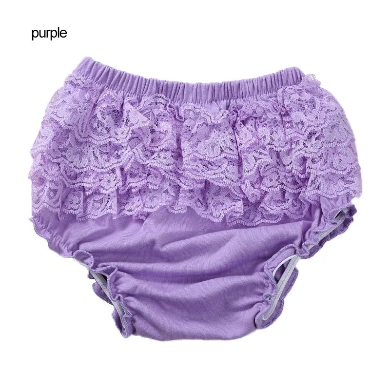 Purple Милое хлопковое кружевное нижнее белье для новорожденных девочек от 0 до 3 лет свободные короткие штаны с оборками и подгузниками - Цвет: Purple