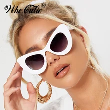 WHO CUTIE, женские солнцезащитные очки "кошачий глаз", фирменный дизайн, 90 S, Ретро стиль, толстая белая оправа, кошачий глаз, женские солнцезащитные очки, оттенки OM499B