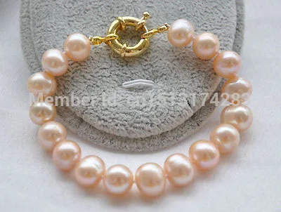 

Free Shipping>>> 8" 11mm pink round freshwater cultured pearl bracelet