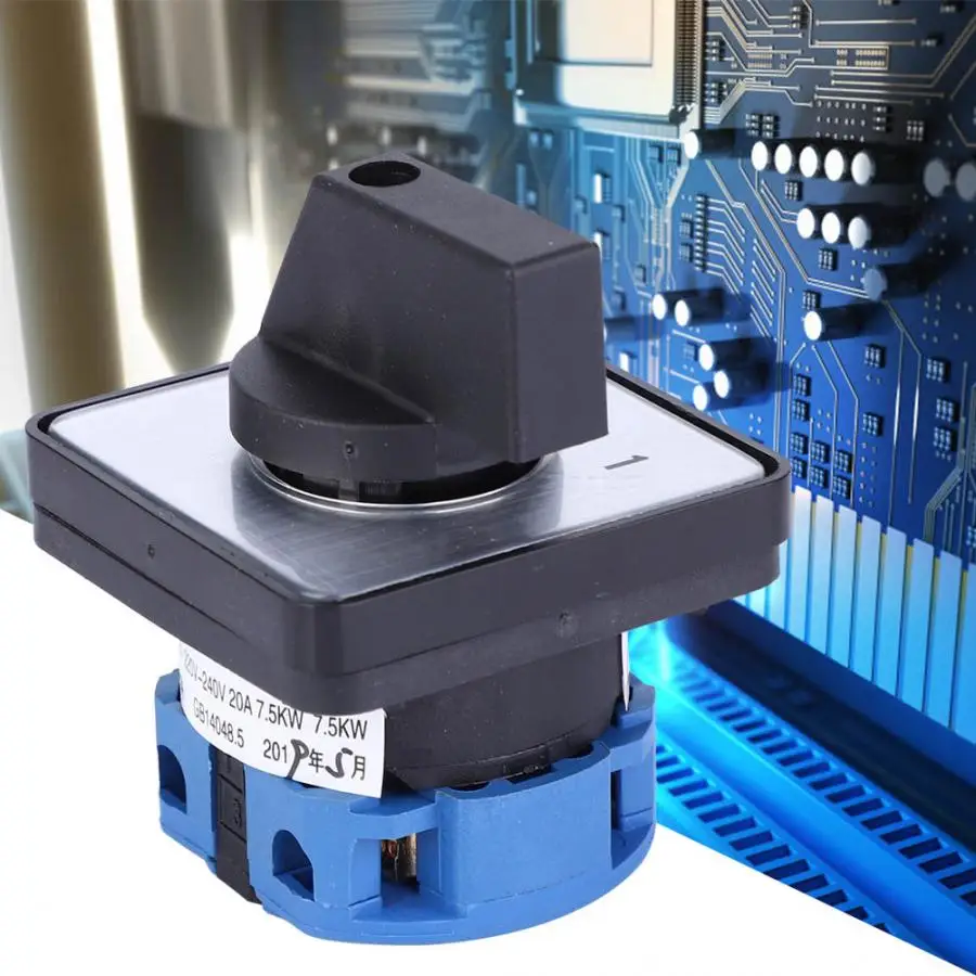 

Electric 2-Position 4 Terminals Locking Type Changeover Selector Control Switch AC 660V 20A Rotary Cam Changeover Switch