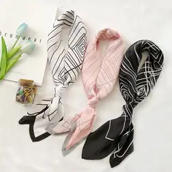 2018 шелковый шарф хиджаб платок из фуляра Женская шаль модный геометрический Алфавит печать квадратный животных Полосатый шарф для женщин